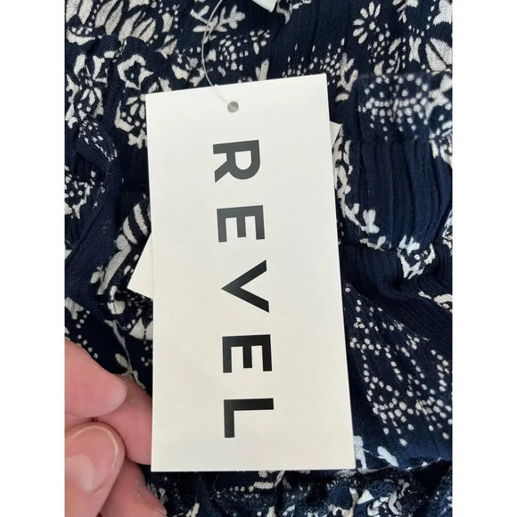 NWT Revel Navy White Cottage Core Boho Granny Hippie Western Women Medium Skirt - Picture 4 of 12